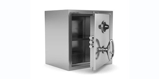 A metal commercial safe